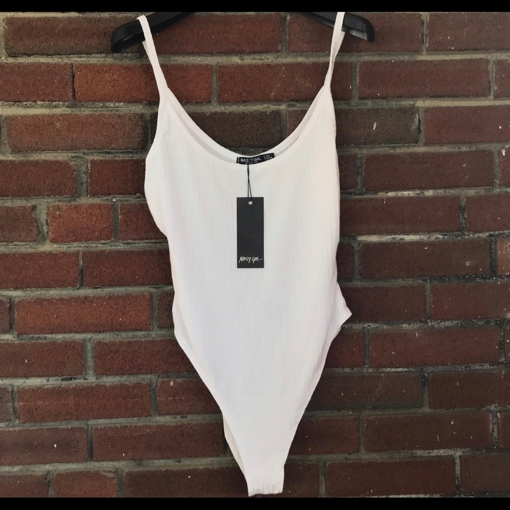 Nasty Gal white knit body suit size 8